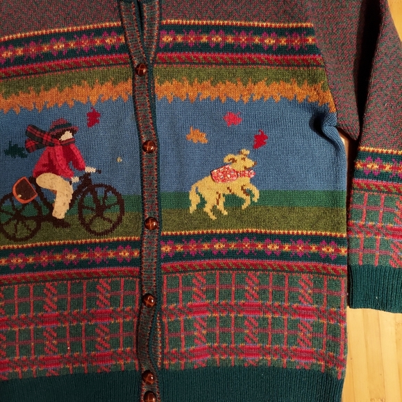 Autumn Novelty Shetland wool cardigan sweater xl - Picture 5 of 5